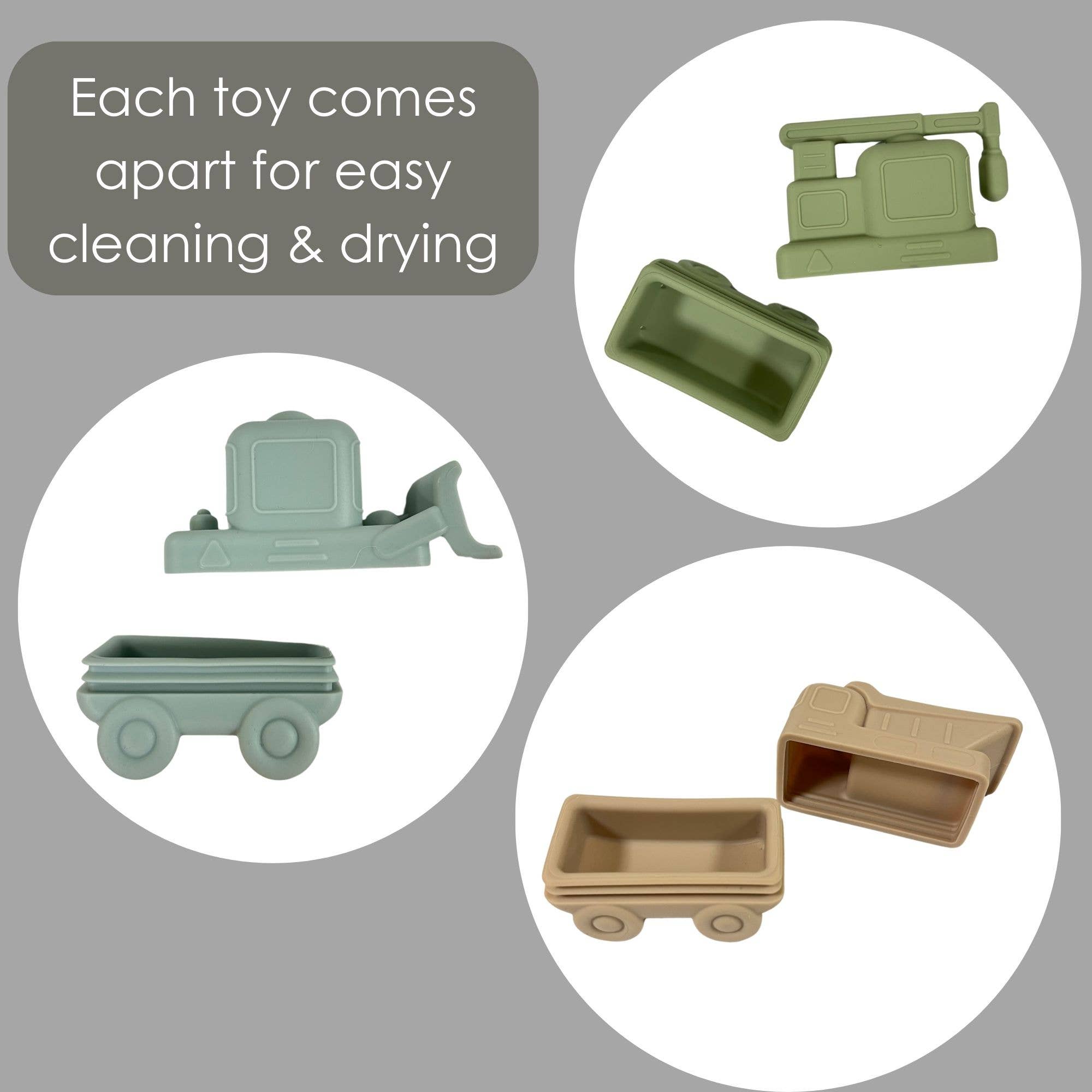 Ali+Oli Squirt Water Bath Toy Set (Construction) Mold Free