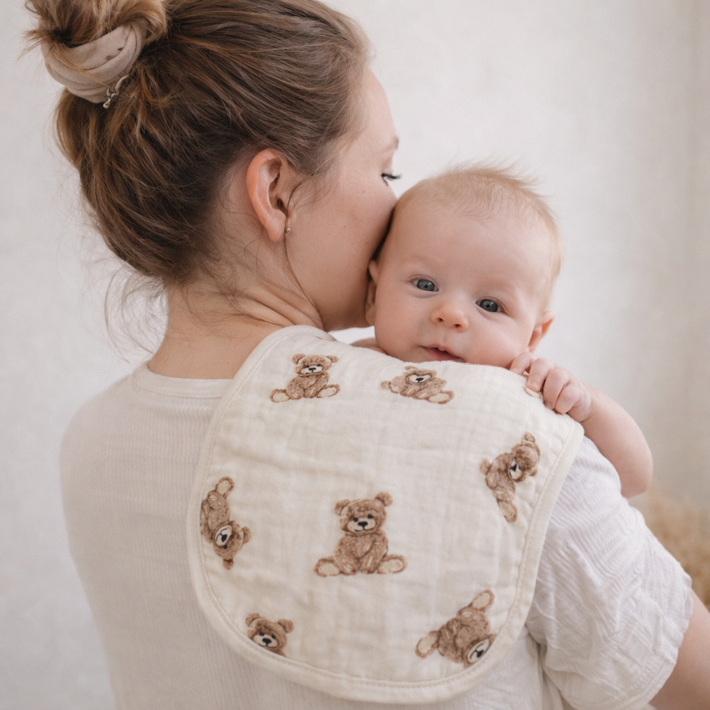 Bamboo Muslin Burp Cloth Set 2-Pack (Teddy/Taupe)