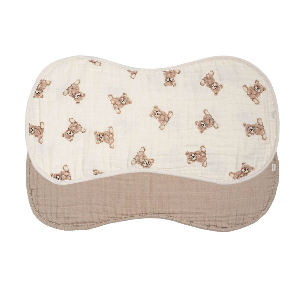 Bamboo Muslin Burp Cloth Set 2-Pack (Teddy/Taupe)