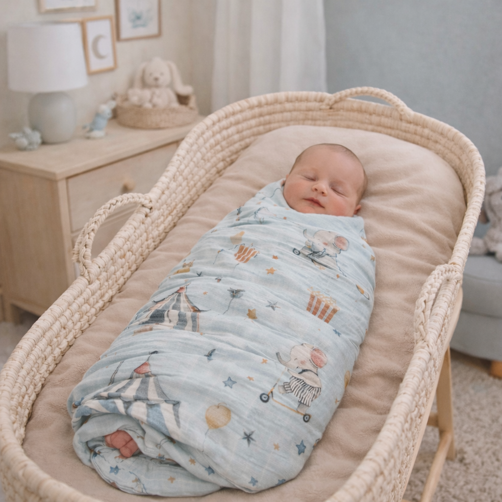 Bamboo Muslin Swaddle Blanket (Circus)