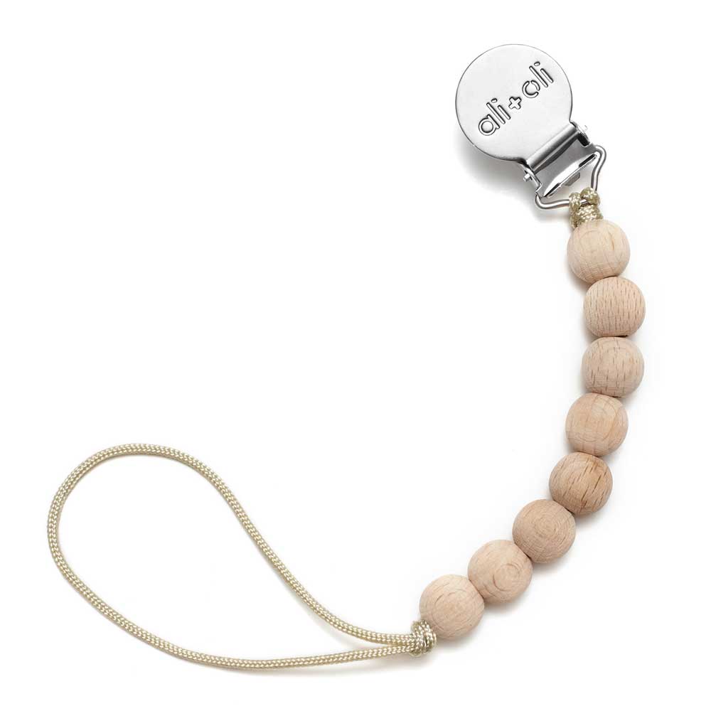 Ali+Oli Silicone Pacifier Clip (Beech Wood)