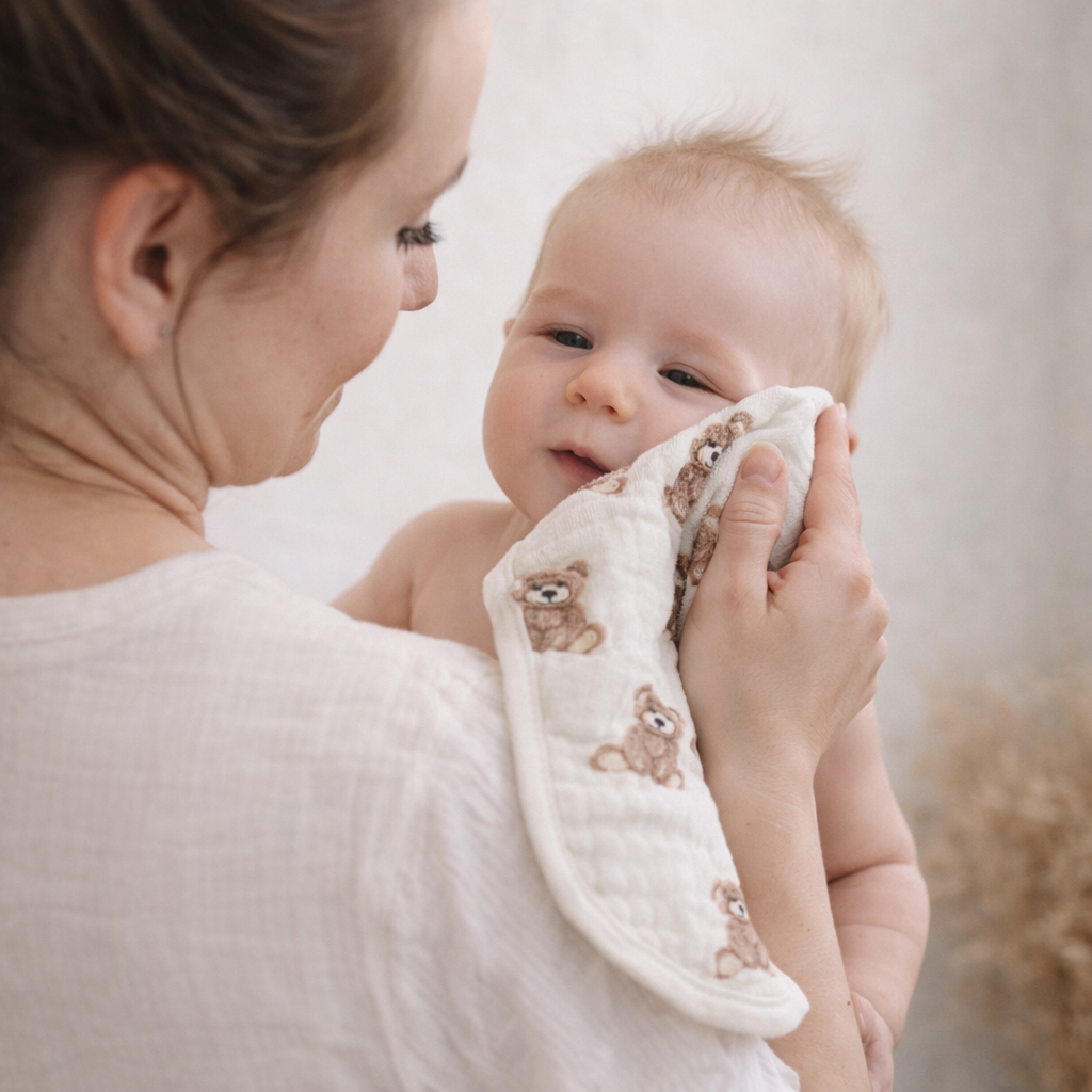 Bamboo Muslin Burp Cloth Set 2-Pack (Teddy/Taupe)