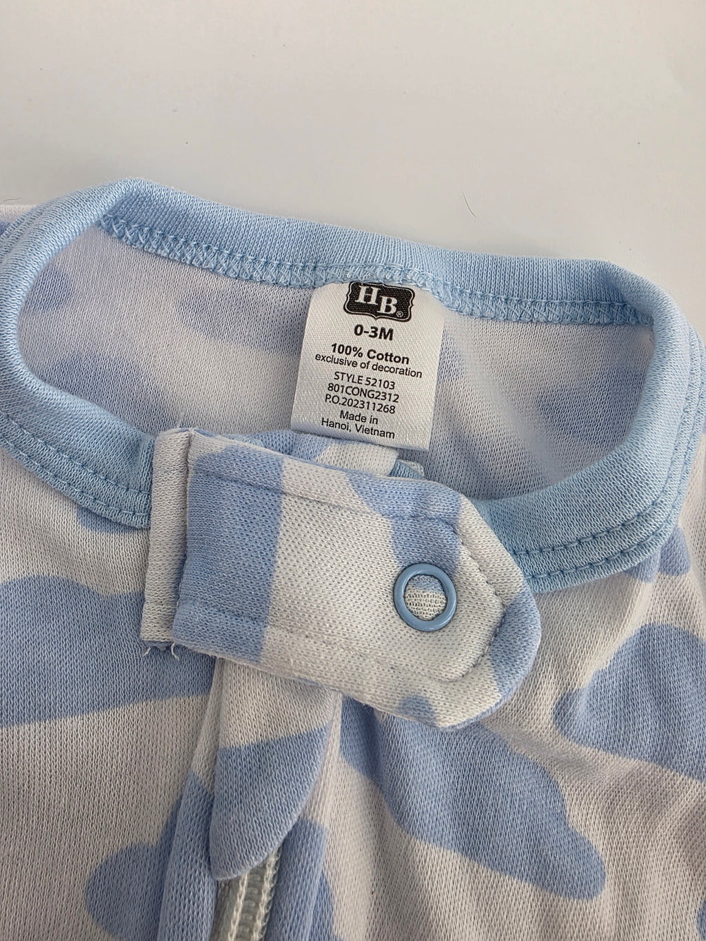 HB Blue Cloud Zip Sleep Gown – Size 0–3M