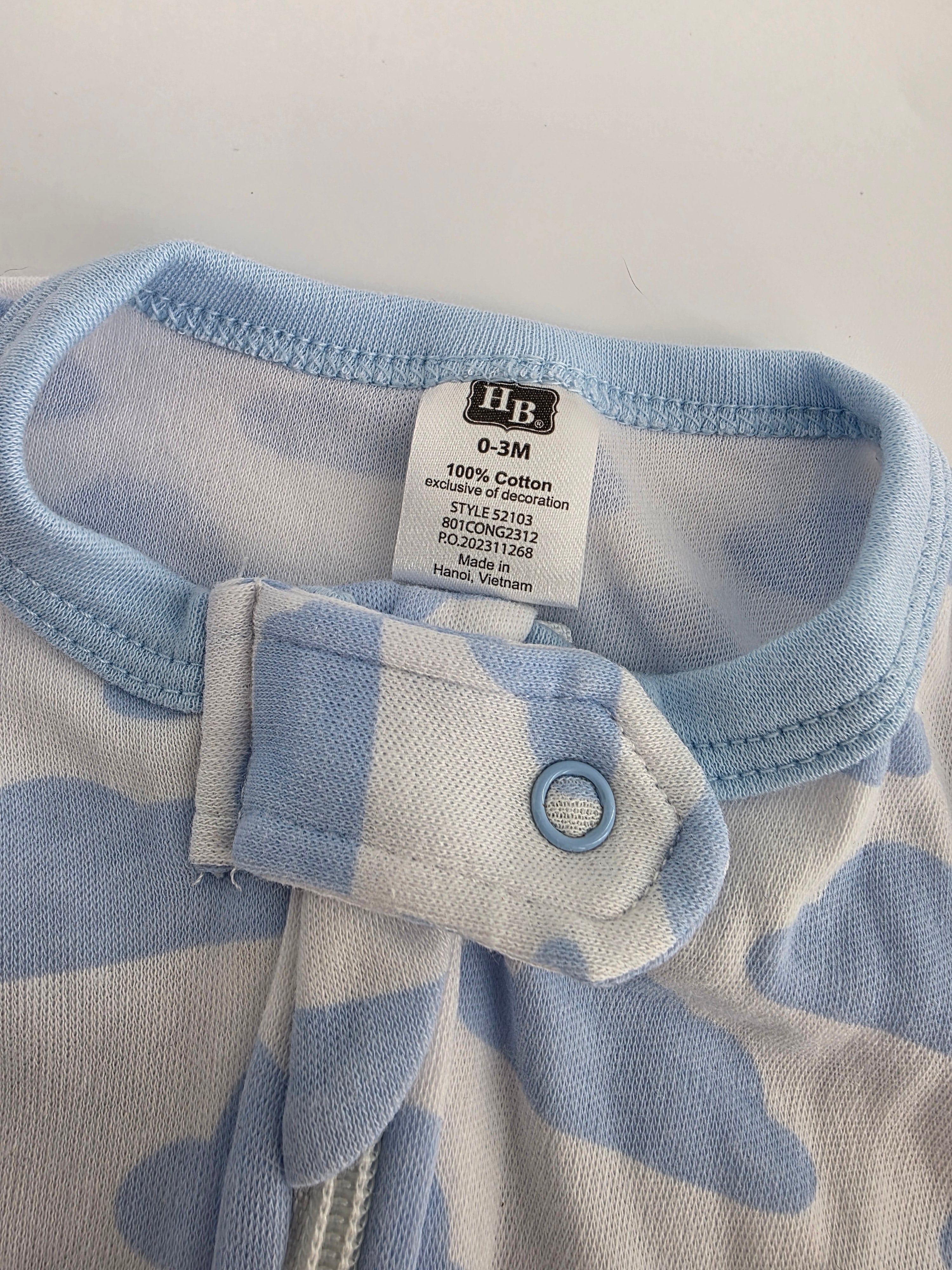 HB Blue Cloud Zip Sleep Gown – Size 0–3M