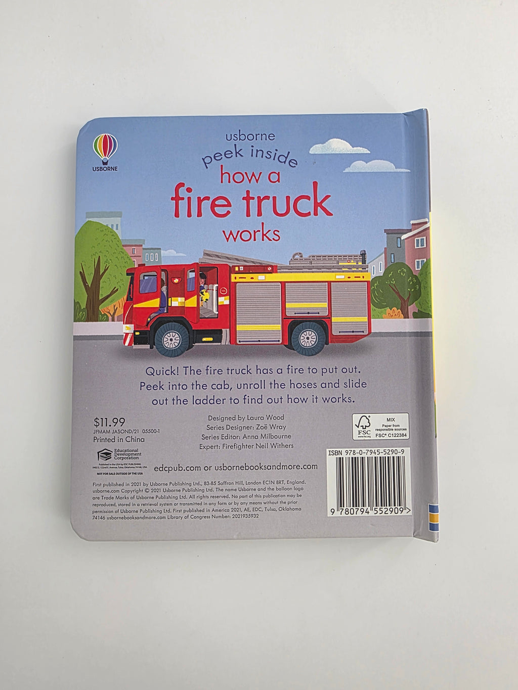 Peek Inside How a Fire Truck Works by Lara Bryan – Usborne Board Book