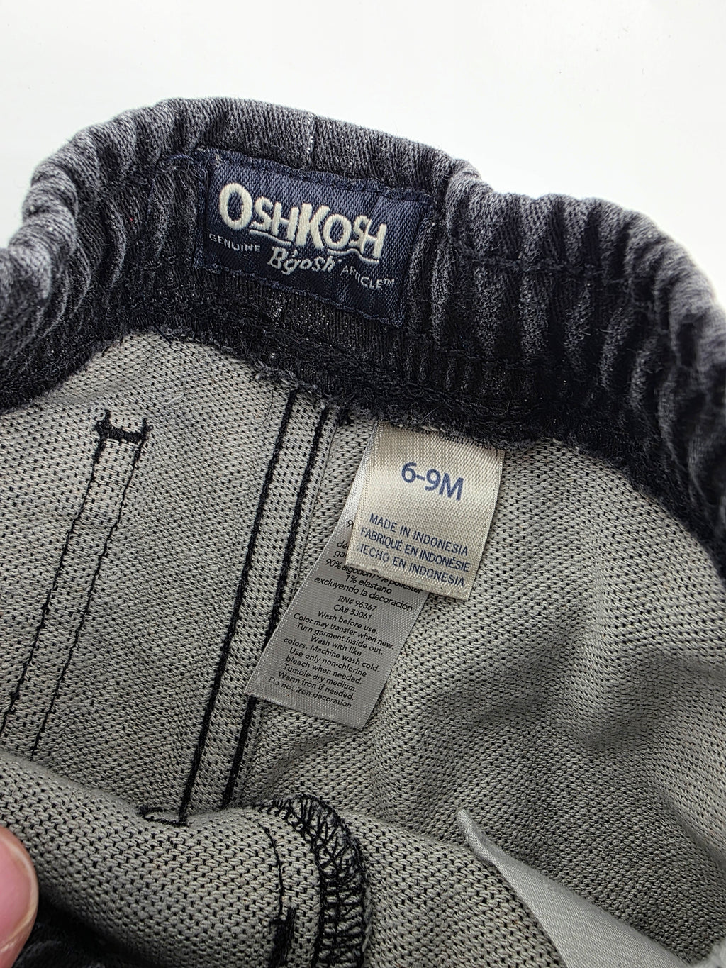 OshKosh Black Wash Jogger Pants – 6–9M