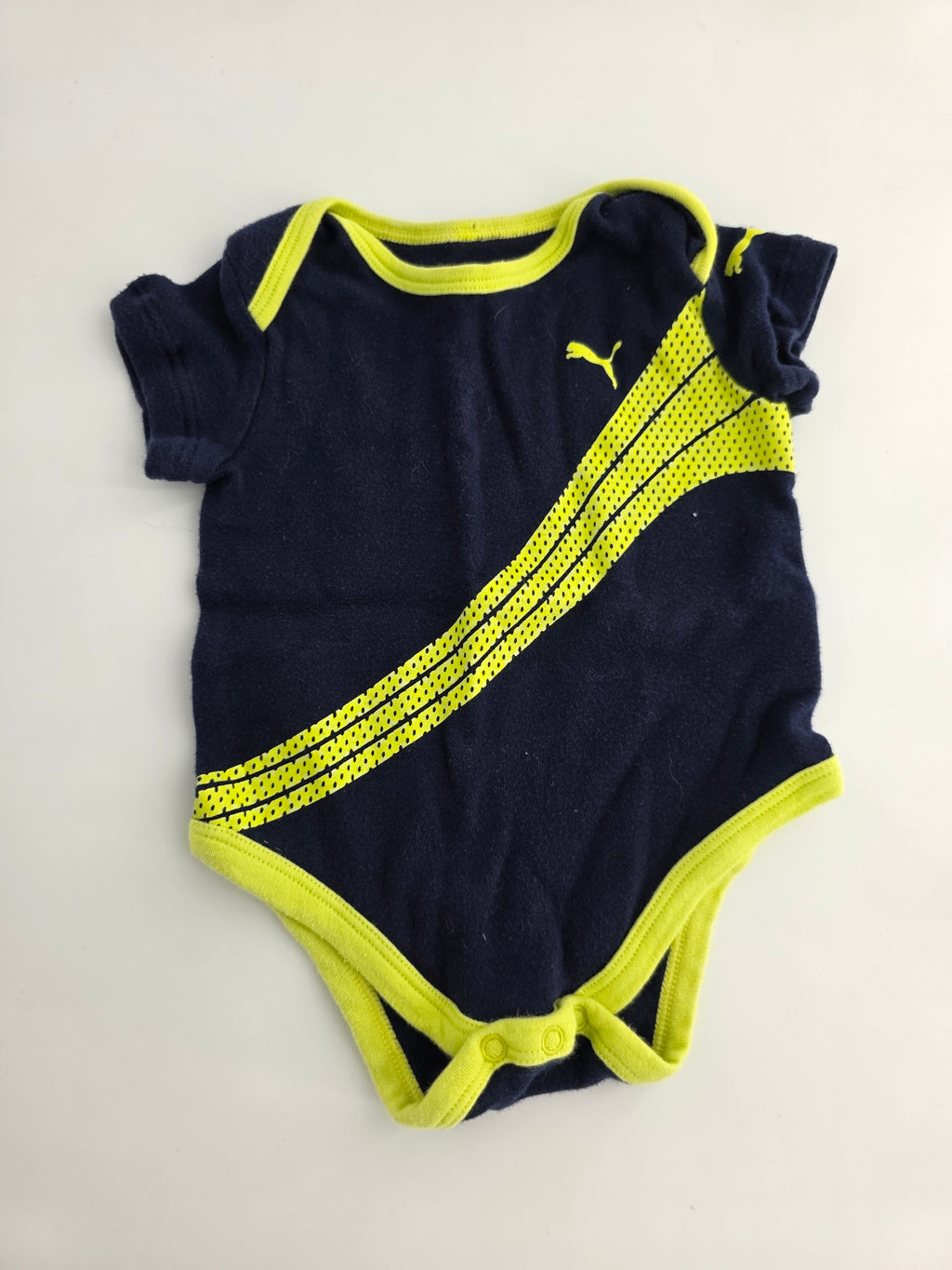Puma Navy & Neon Bodysuit – 0–6M