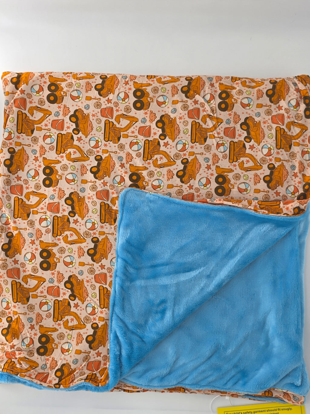 Cozy Critters Bamboo Beach Construction Plush Blanket