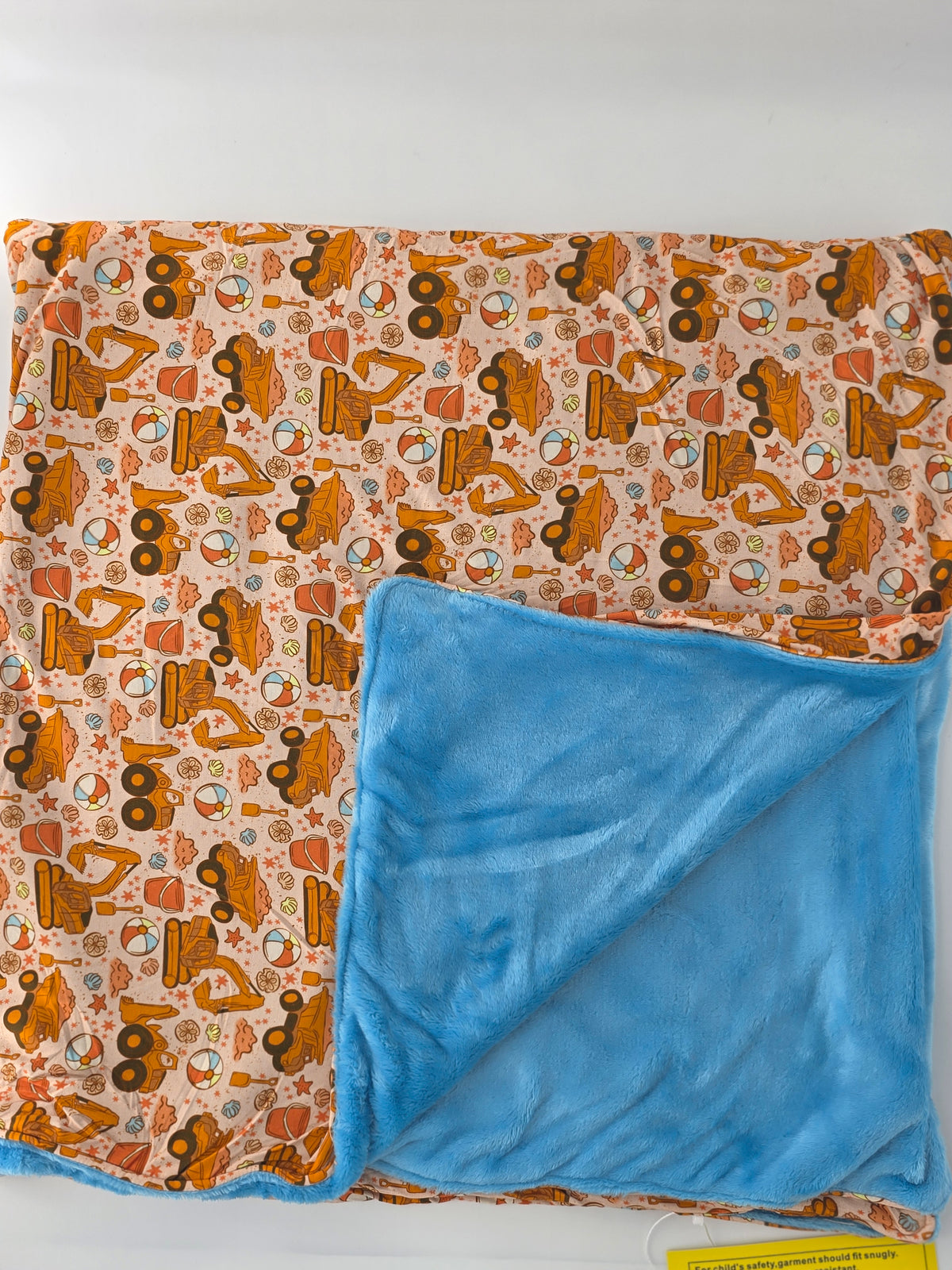 Cozy Critters Bamboo Beach Construction Plush Blanket
