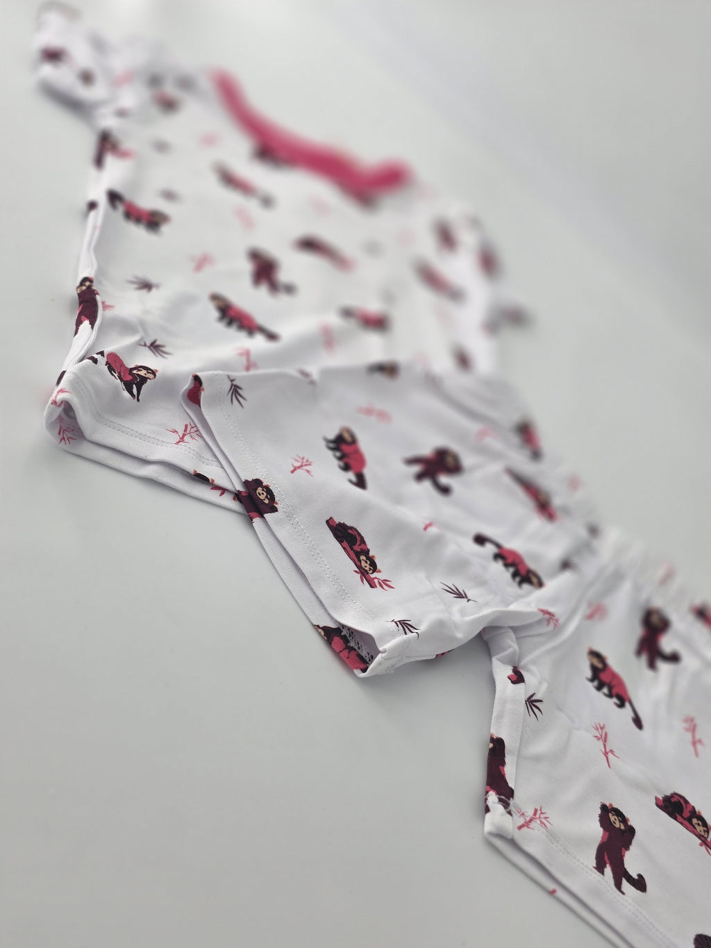 Bubble Baby Red Panda Short Sleeve Two-Piece Set
