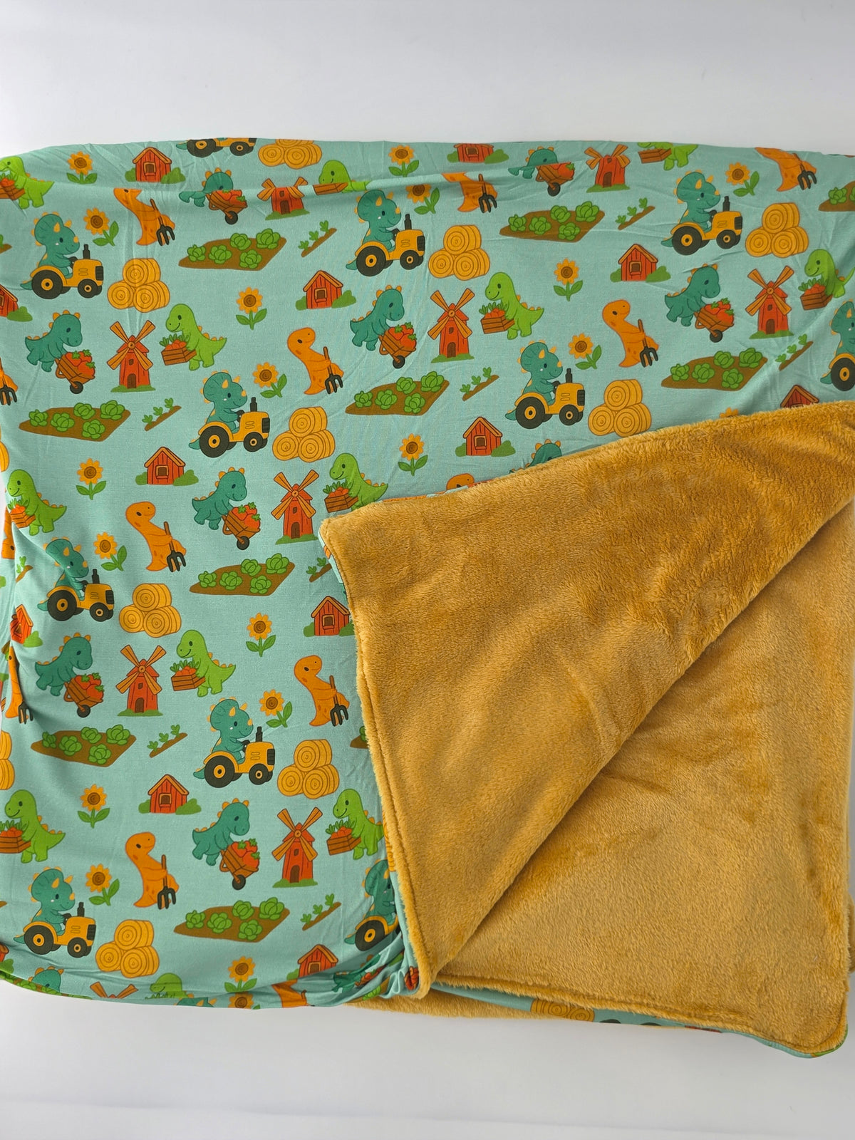 Cozy Critters Bamboo Dino Farm Plush Blanket