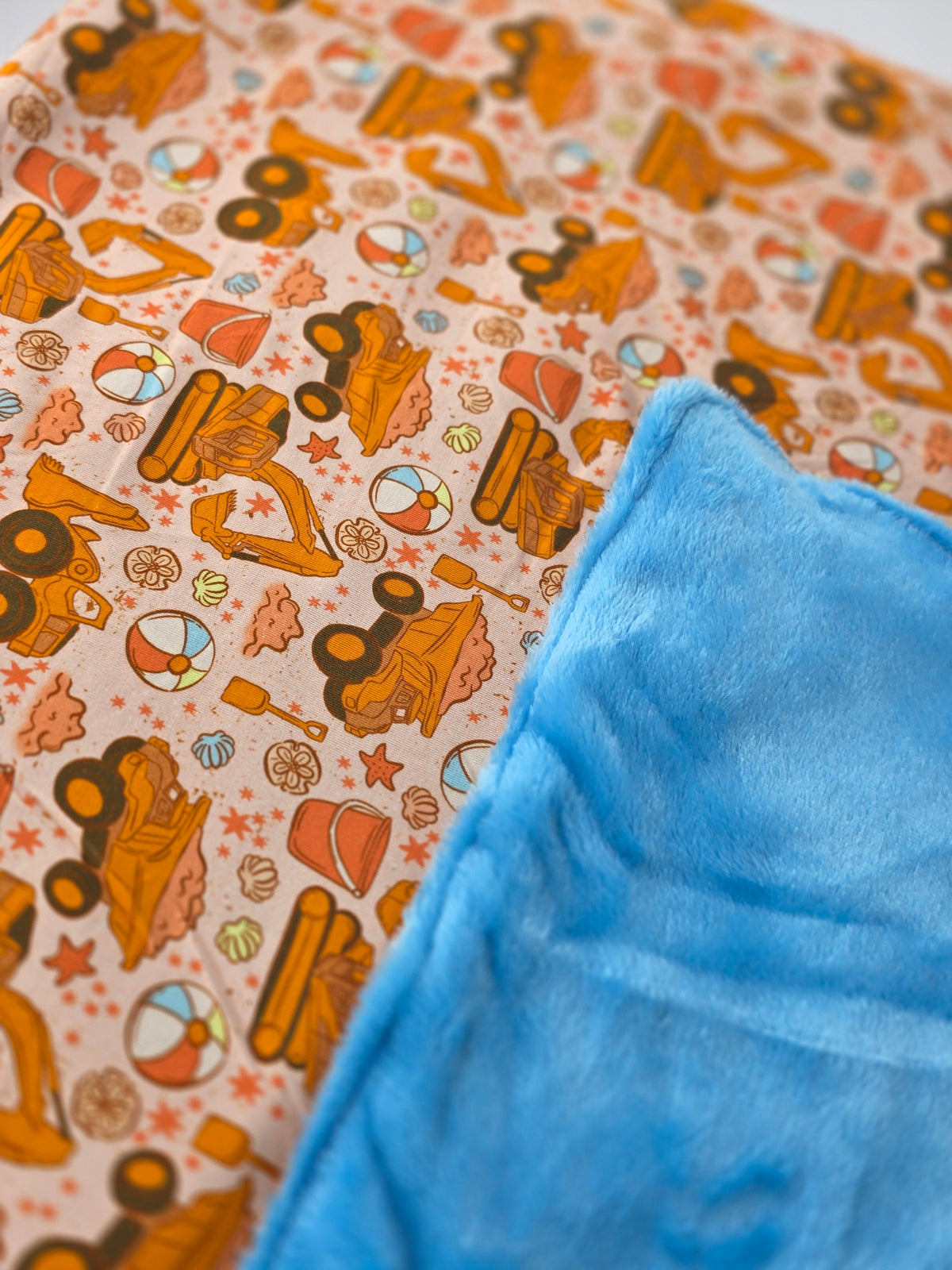Cozy Critters Bamboo Beach Construction Plush Blanket