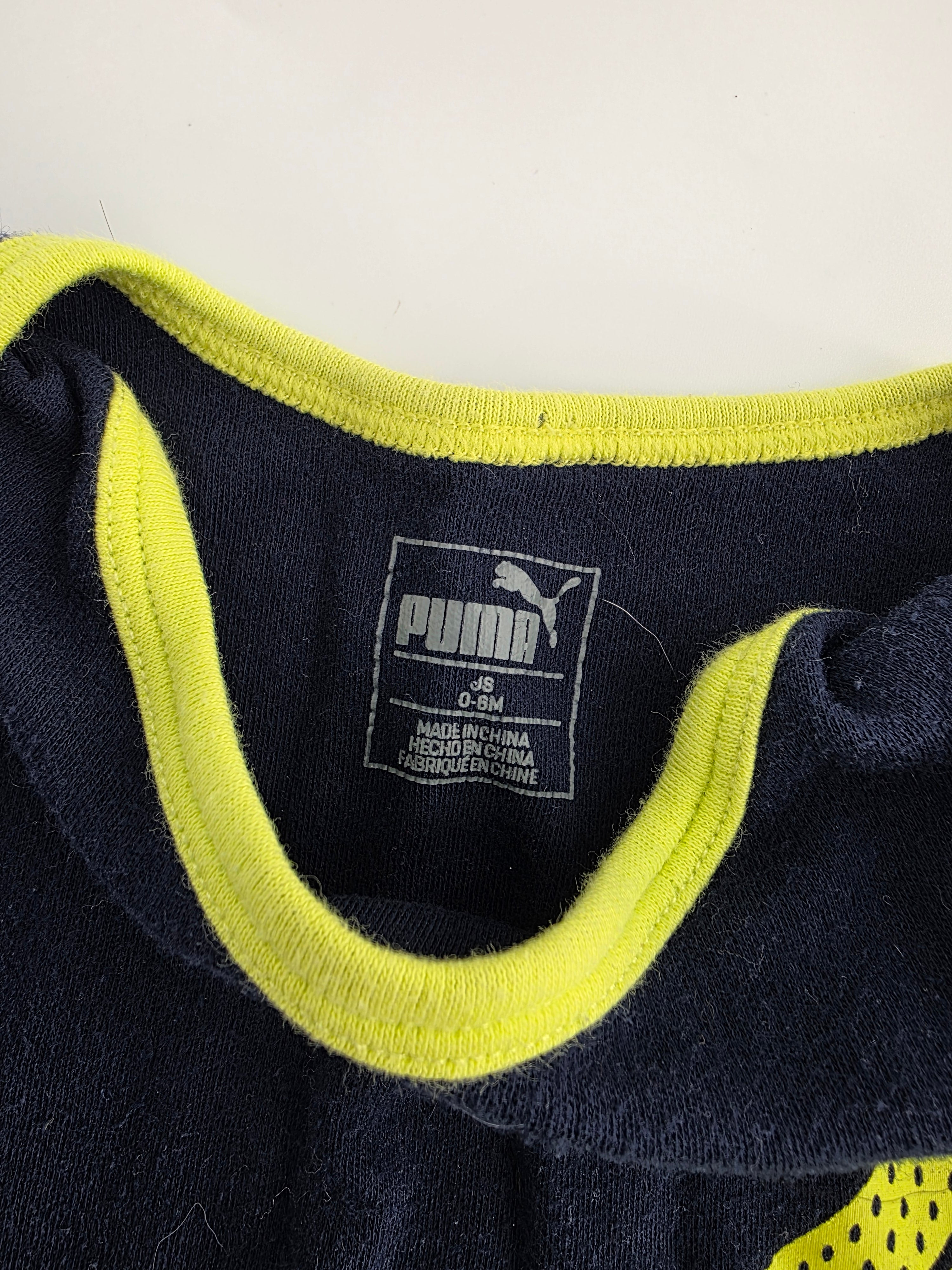 Puma Navy & Neon Bodysuit – 0–6M
