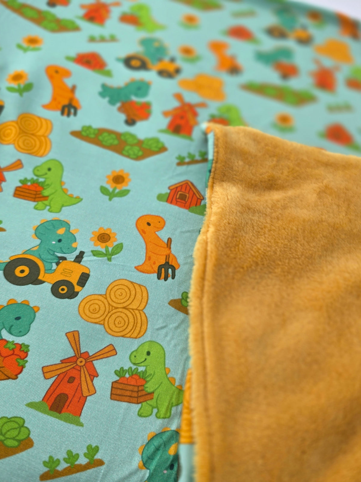 Cozy Critters Bamboo Dino Farm Plush Blanket