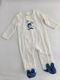 Blue Teddy Bear Waffle-Knit Romper – 6–9M