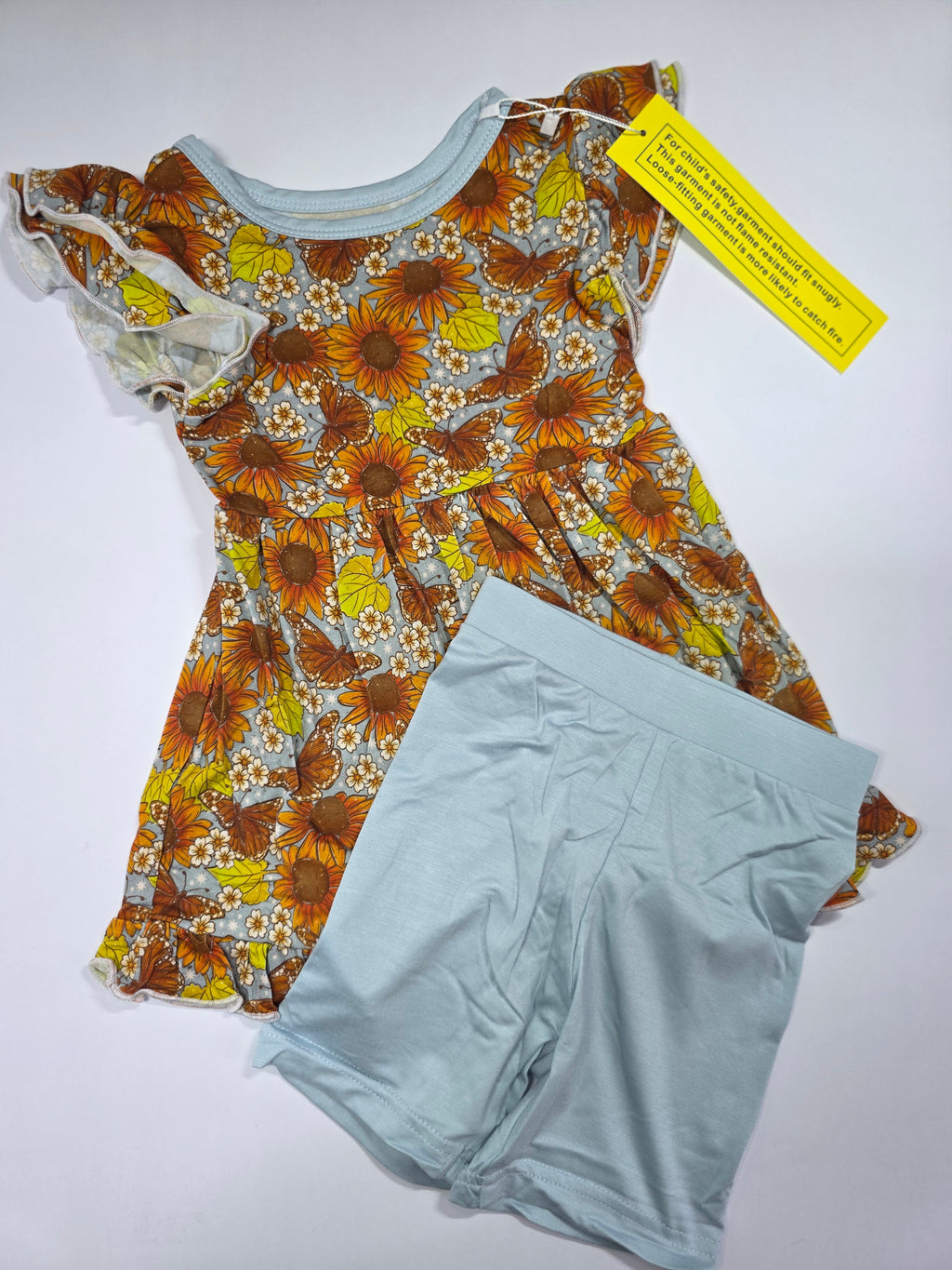 Autumn Sunflowers Dress with Biker Shorts