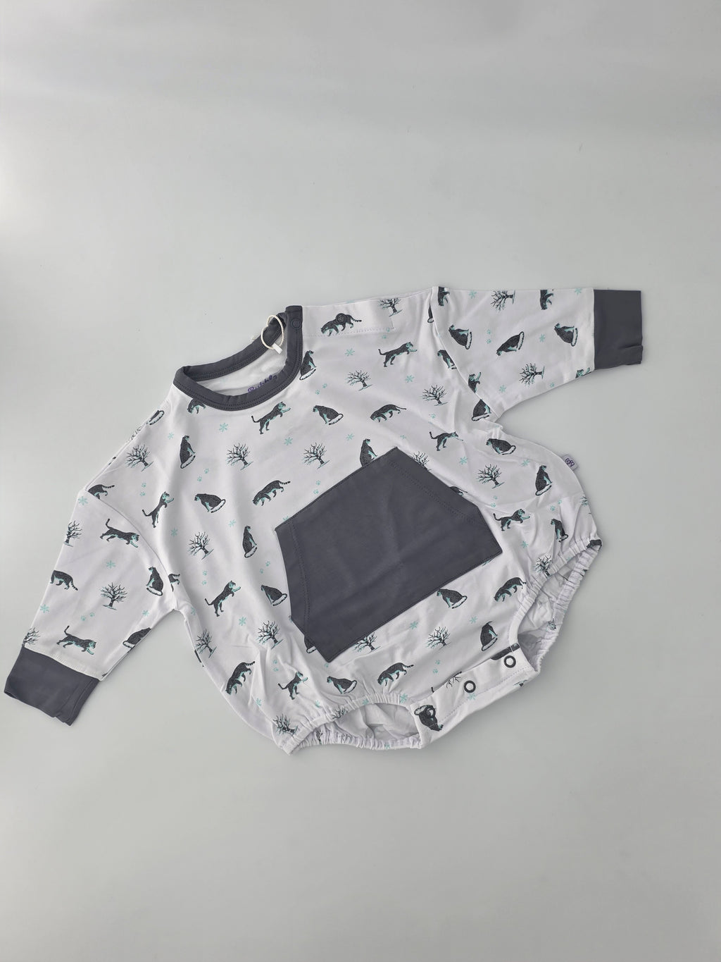 Bubble Baby Snow Leopard Long Sleeve Bubble Romper