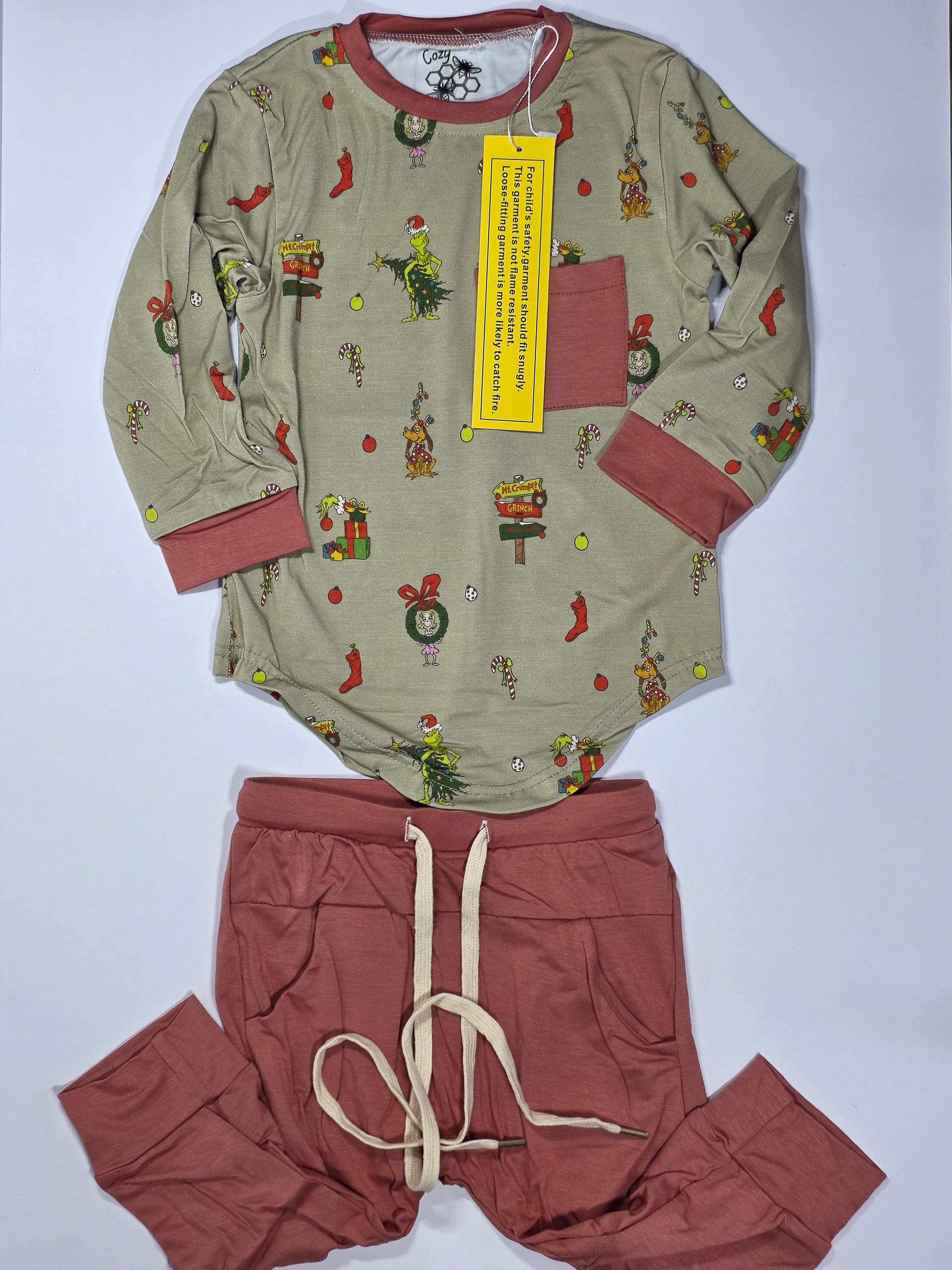 Grinch Long Sleeve Shirt & Pants Set