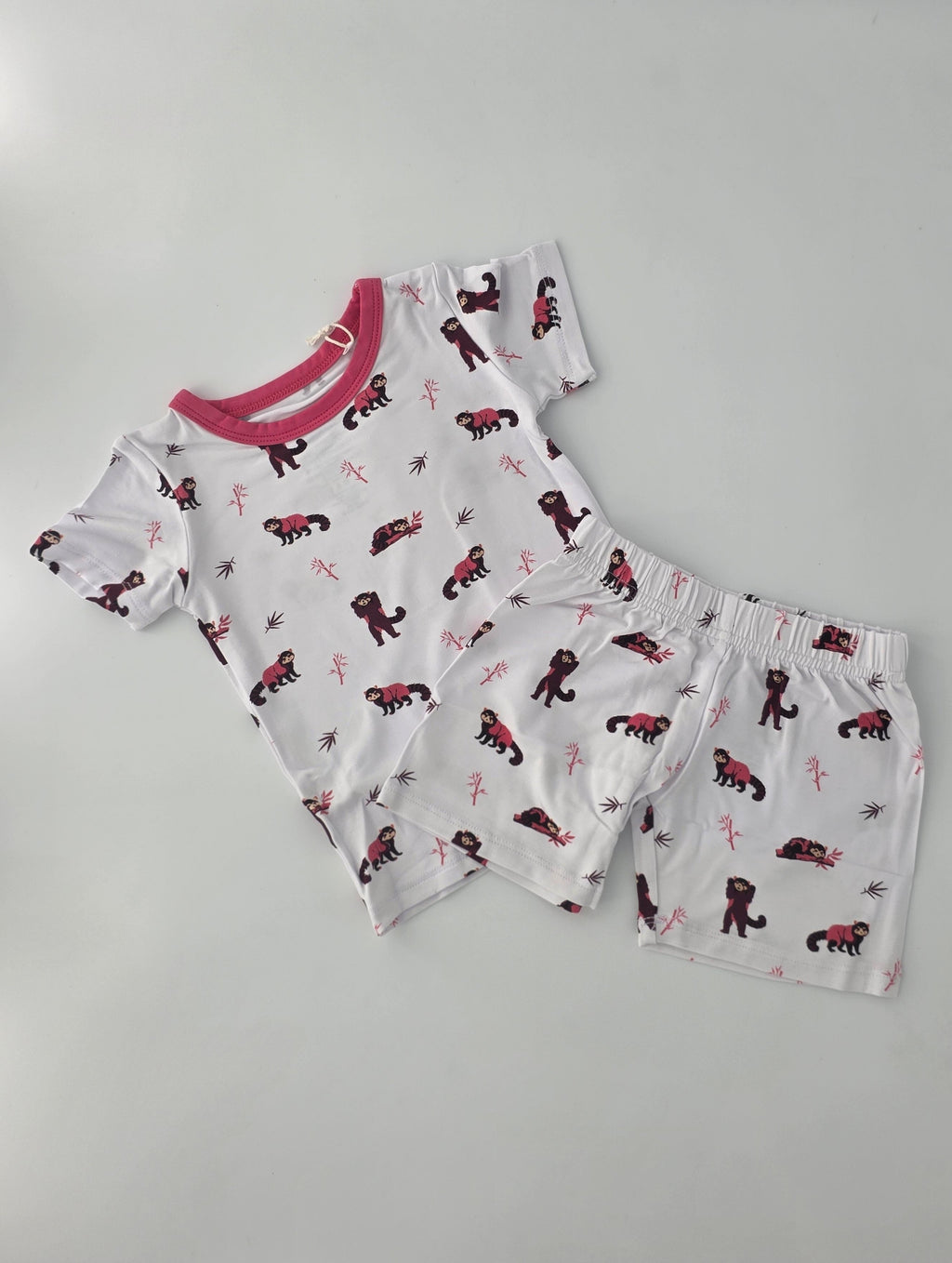 Bubble Baby Red Panda Short Sleeve Two-Piece Set