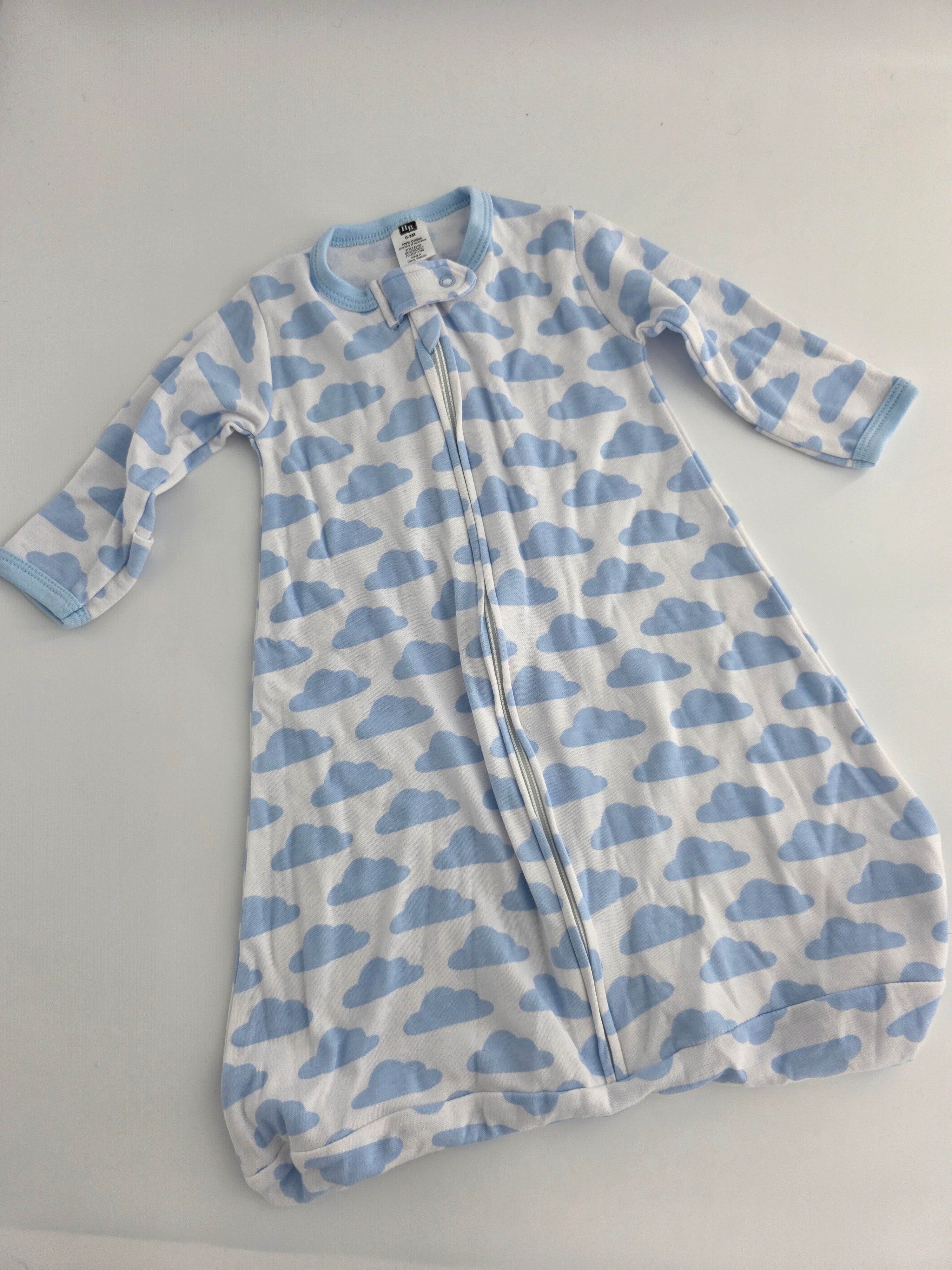 HB Blue Cloud Zip Sleep Gown – Size 0–3M