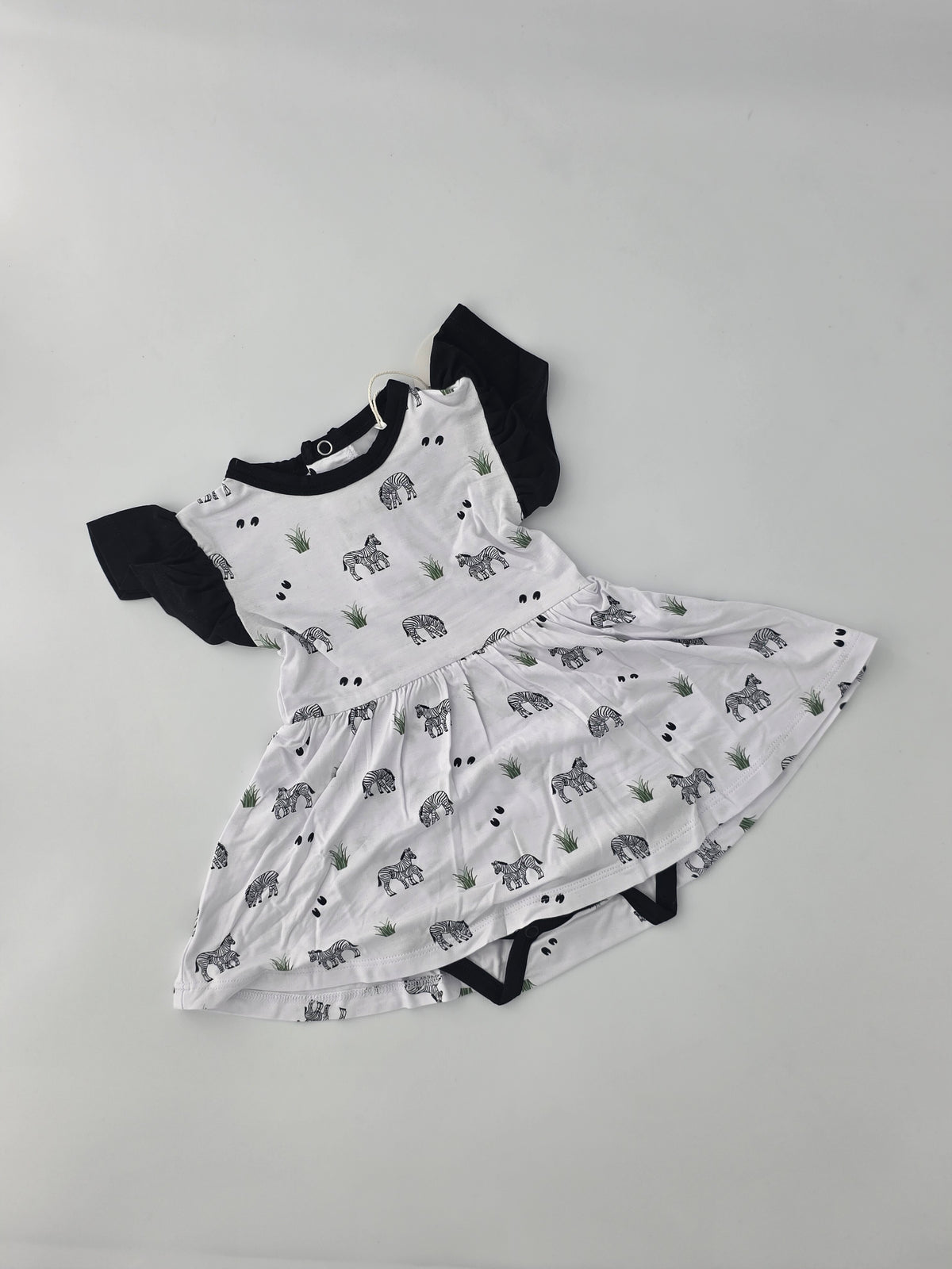 Bubble Baby Zebra Bodysuit Flutter Dress