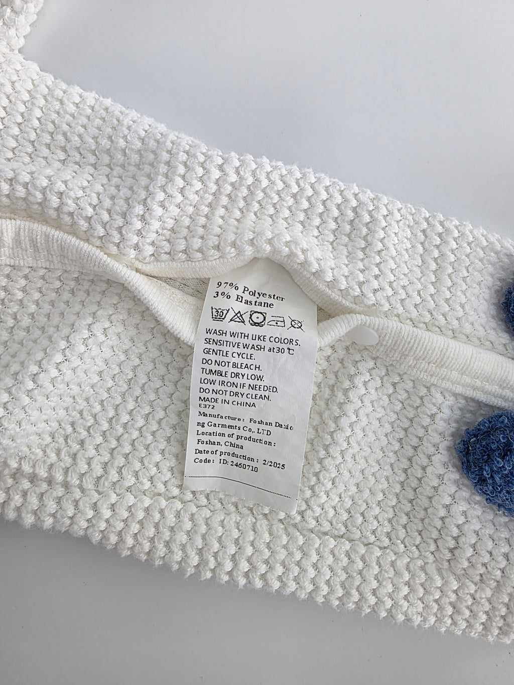 Blue Teddy Bear Waffle-Knit Romper – 6–9M