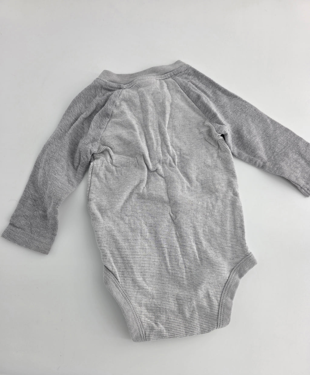 Cat & Jack Gray Striped Henley Bodysuit – 6–9M