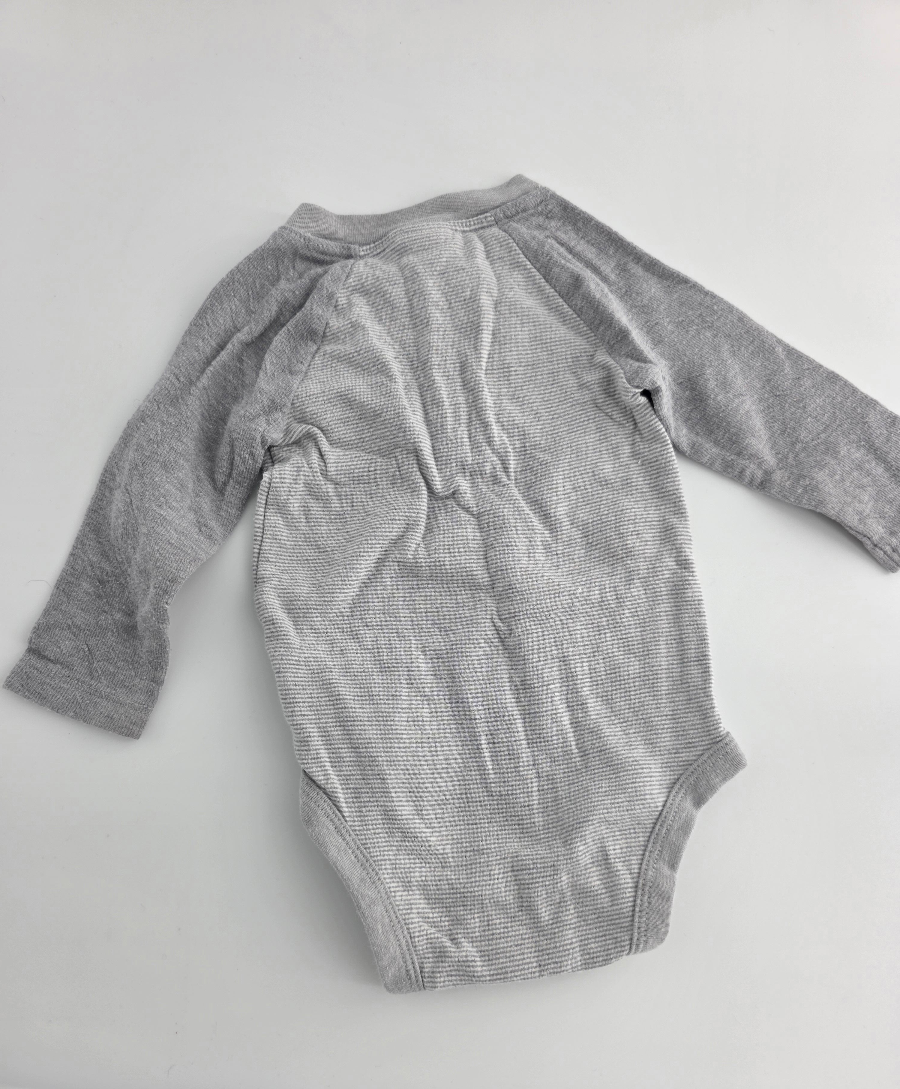 Cat & Jack Gray Striped Henley Bodysuit – 6–9M