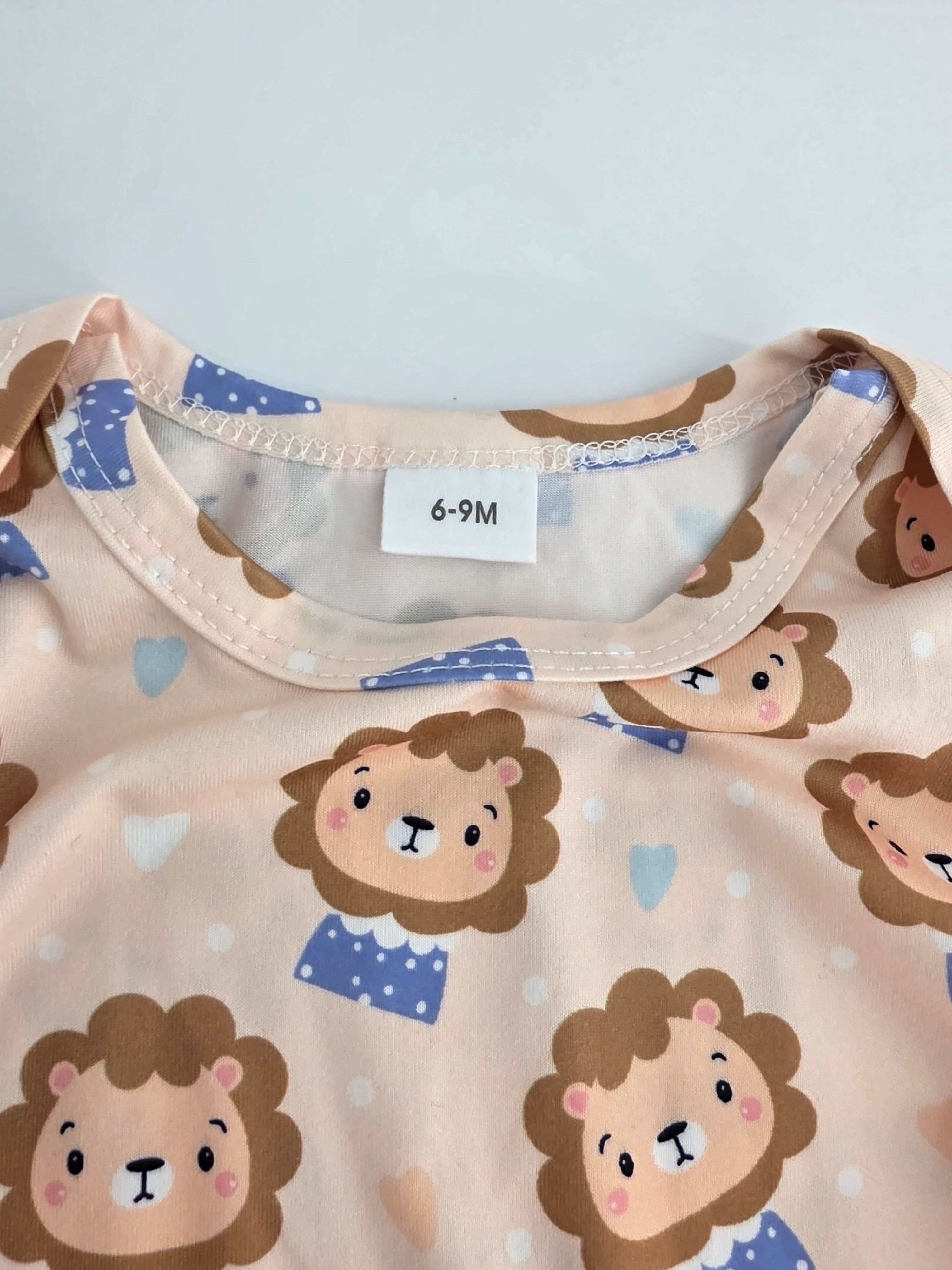 Lion Print Footed Romper – 6–9M