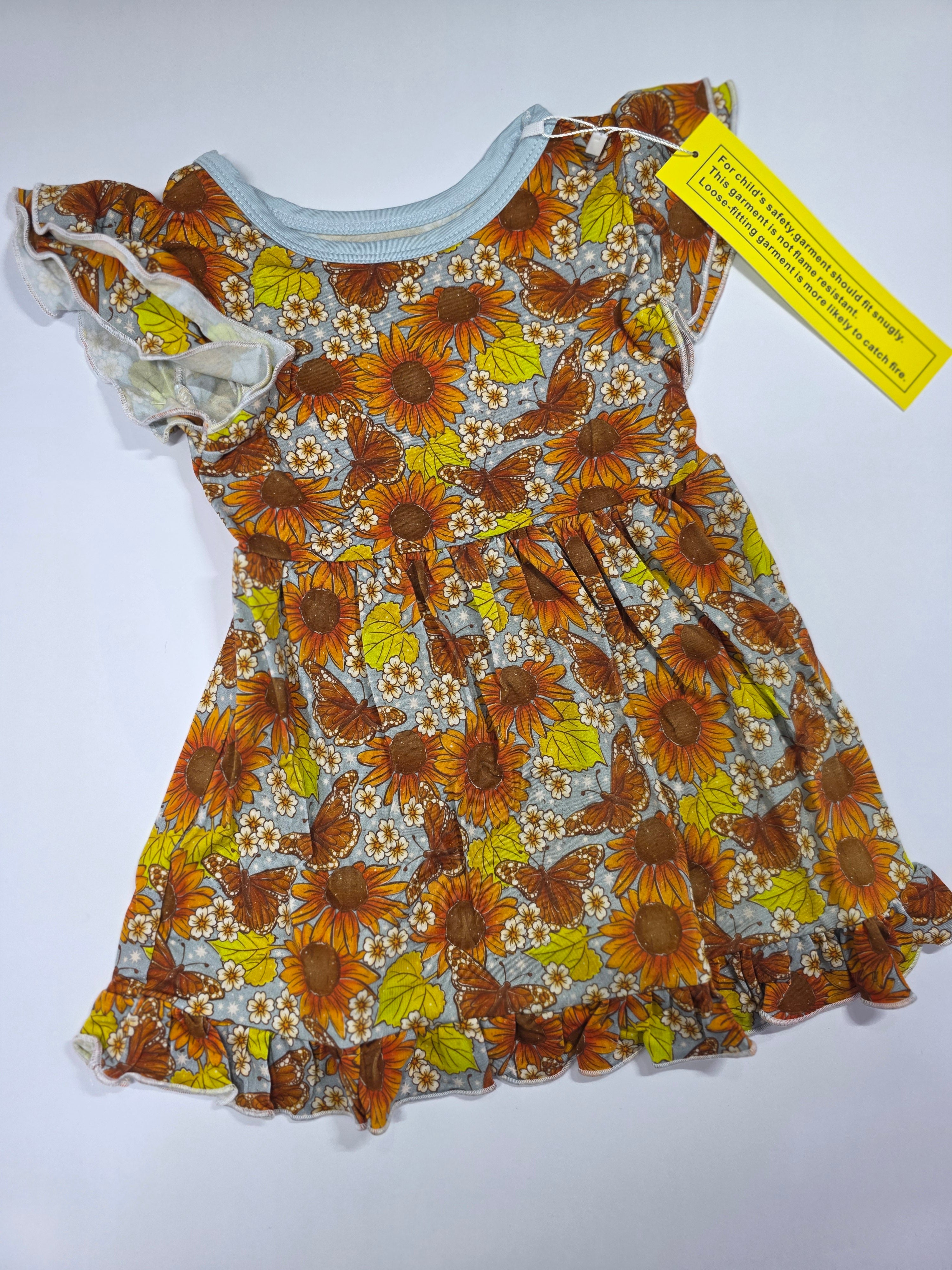 Autumn Sunflowers Dress with Biker Shorts