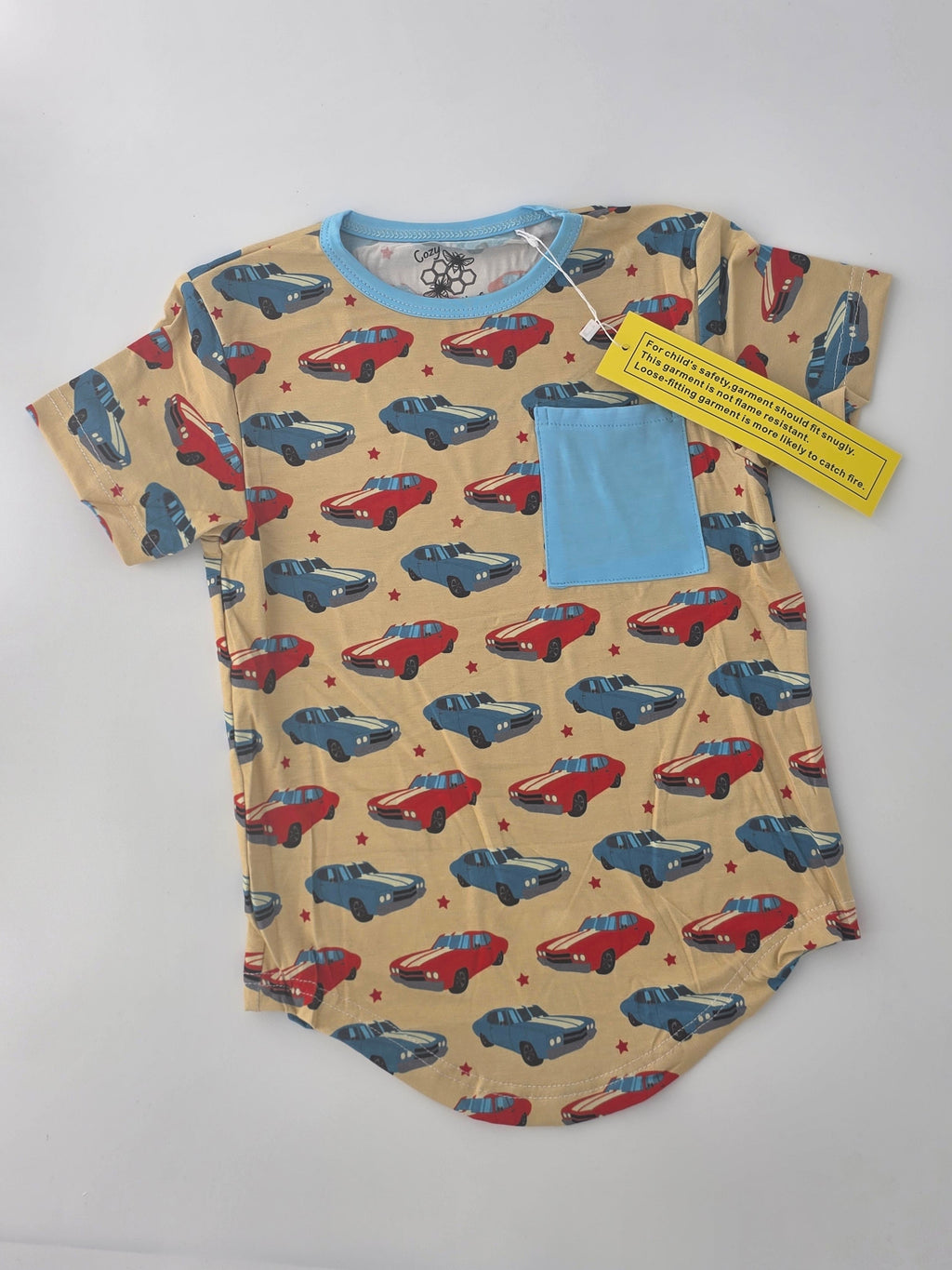 Cozy Critters Bamboo Muscle Cars Pocket T-Shirt